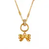 Nuevo Diseño Hebilla de Anillo Corazón Lazo Acero de Titanio Moda Ins Retro Lujo Ligero Hoja Francesa Colgante