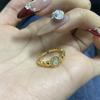 Anel de Borda Redonda com Contas Bolha de Diamante de Alto Padrão Luxo Leve Estilo Antigo Médio Elegante Nicho Retro Moda Versátil Exquisite Anel de Dedo