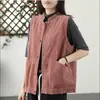 Chaleco retro de pana súper suave para mujer, perfecto para primavera y otoño, una prenda exterior casual versátil y elegante, de corte holgado y sin mangas