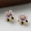 Pendientes Vintage Estilo Francés con un Toque de Lujo Ligero y Gama Alta, Pendientes Florales para Mujer, Nuevo Estilo Popular 2026, Tachuelas de Personalidad con Temática del Bosque, Diseño Simple