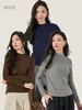 Camiseta Interior de Manga Larga para Mujer, Color Sólido, Transpirable, Algodón, Cuello Mao Pequeño, Capa Base, Nueva para Otoño Invierno, Simple, Ajustado, Tejido para Mujer