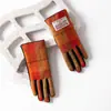 Guantes Harris Estilo Británico Lana Invierno Cálido Guantes de Cuero Genuino para Mujer con Forro Polar para Ciclismo y Conducir Guantes de Algodón a Cuadros