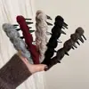 Aro de Cabelo Antiderrapante com Dentes Envolto em Lã para Outono e Inverno para Mulheres 2025 Novo Headband de Caveira Alta Presilha Fashion Acessórios de Cabelo