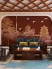 Novo estilo chinês elegante cidade antiga sótão luz luxo fundo papel de parede retrô TV sala de estar parede de fundo papel de parede estilo chinês