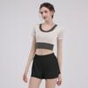 Traje Deportivo de Fitness para Mujer en Verano con Almohadilla en el Pecho, Top de Manga Corta de Secado Rápido, Cuerda para Saltar, Ropa Popular para Correr, Pilates, Yoga