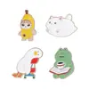Broches de Animales Lindos y Relajantes: Gato Leyendo, Rana, Gato Plátano, Insignia de Pato Trabajador, Accesorios para Ropa al por Mayor
