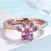 Jin Jiahua Lindo Anillo Huella AliExpress Europeo y Americano Oro Rosa Huella Anillo Zircón Joyería