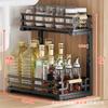 Estante de almacenamiento para fregadero de cocina, estante de baño en capas, estante de almacenamiento extraíble multicapa multifuncional, cesta extraíble para gabinete ajustable