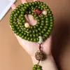 Jade blanco natural raíz de bodhi cuentas redondas grandes colgante de loto tallado accesorios para hombres y mujeres pareja pulsera de cuentas de Buda para llevar en la mano