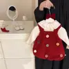 Conjunto de Falda de Tirantes Peluda Estilo Coreano para Niñas, Vestido Camiseta sin Mangas, Vestido de Invierno para Bebé, Vestido para Niños Pequeños, Falda de Baile, Falda de Farol, Otoño e Invierno