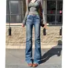 Jeans Retro Americanos Micro-Campana para Mujer, Tendencia Verano 2026 Nuevo Estilo, Pantalones Micro-Campana Elásticos Ajustados Desgastados