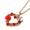 Collar con colgante de rosa de amor rosa roja con incrustaciones de sentido de alta gama francés de comercio exterior transfronterizo, regalo del Día de San Valentín