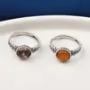 Anillo de Plata de Ley 990 Plata Pura Anillo de Trigo Vintage Desgastado Ajustable Lapis Lázuli Ámbar Anillo de Ágata Roja del Sur