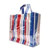 Venta Directa de Fábrica Bolsa de Compras Tejida de PVC Rayas Rojas y Azules Bolsa de Piel de Serpiente Bolsa Tote Impermeable Bolso de Mano de Color Contrastante de Moda