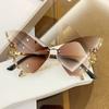 Gafas de sol de diamante sin montura con forma de mariposa nuevas 2023 para mujer, moda europea y americana, personalidad, gafas de sol exageradas, baile