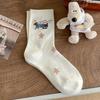 Calcetines de media longitud con diseño de salchicha de cachorro para mujer, calcetines de algodón de moda para primavera y verano, calcetines largos bonitos de estilo japonés para niña.