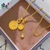 Loja de Ouro Mesmo Estilo Banhado a Ouro Método Antigo Cravejado com Diamantes Pingente Colar Deus da Riqueza Sol Lua Estrela para Mulheres, Design de Sol Lua Estrela Moderno e Versátil