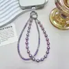 Novo cordão de telefone de pérola e cristal de camada dupla de luxo, acessório de chaveiro de bolsa curto versátil