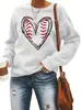 Suéter Holgado Casual Cómodo para Mujer Otoño e Invierno con Estampado de Corazón Cuello Redondo Grueso