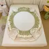 Lençol de cama acolchoado em veludo de leite espesso, tema de princesa estilo coreano, peça única, colcha com forro de fleece para outono/inverno, capa de colchão quente e capa protetora