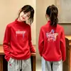 Nueva Camiseta de Manga Larga para Niñas Otoño e Invierno, Capa Base Térmica de Felpa Cálida, Cuello Medio Alto, para Niños Medianos y Mayores, Versátil Top Interior Cepillado