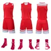 Venta al por mayor de uniformes de baloncesto para fabricantes en stock impresión más número estudiantes de primaria secundaria universidad secado rápido transpirables uniformes de entrenamiento de baloncesto