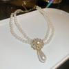Collar de Perlas Francesas de Doble Capa Transfronterizo, Nicho, Versátil, de Alta Gama, Cadena para Clavícula, Moderno, Accesorios de Joyería de Lujo Ligero