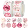 Adesivos de Agradecimento Rosa 10 Folhas Adesivos de Agradecimento Reutilizáveis DIY Etiquetas Decorativas para Presentes Pequenos Adesivos Criativos em Rolo