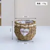 Cachepôs de Palha Trançada, Cestos de Flores Trançados à Mão, Cestos Decorativos de Armazenamento de Plantas Verdes Suculentas de Vime Trançado com Palha, Cachepôs de Palha e Cestos de Transporte
