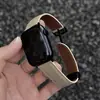 Pulseira Magnética de Couro Genuíno para Apple Watch Compatível com S10/9/8/7/6/5/4/3/2/SE/Ultra
