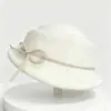 Sombrero de Moda Otoño e Invierno para Mujer Estilo Socialité Caliente Sombrero de Lana Versátil Elegante Sombrero de Pescador con Cordones