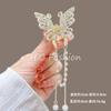 Pinza de clip de mariposa de orquídea súper de hadas con borla, pinza de tiburón dulce de temperamento femenino, pinza para el pelo de la parte trasera de la cabeza con sentido de alta calidad, para coleta a medias