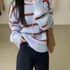 Blusa Feminina de Alta Qualidade com Caimento Solto + Suéter Listrado Color Block Dongdaemun Coreano