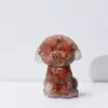 Mini Cachorro de Pelúcia Pedra de Cristal Ornamento Atrai-Riqueza, Estatueta de Animal para Decoração de Mesa de Sala de Estar Presente