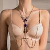 Europa e Estados Unidos corrente de mamilo sexy verde com diamantes corrente de corpo de strass para lingerie acessórios sexy para adultos corrente de corpo