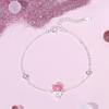Pulsera Pequeña Original de Helado Plata de Ley Rosa Goma Goteando Corazón de Niña Dibujo Animado Infantil Pulsera Pequeña Fresca para Estudiante