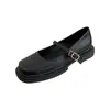 Zapatos Planos de Cuero Pequeños de Suela Blanda Estilo JK Japonés con Puntera Redonda 2024 Primavera Estilo Británico Hebilla de Una Sola Tira Perlas Planas para Mujer