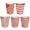 Oro rosa bronceado rayas verticales onda fiesta papel Caja de palomitas de maíz vaso de papel plegable ecológico Cajas de palomitas de maíz