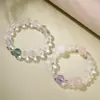 Pulsera de Cristal Natural Yufuxiang Multi-Tesoro Fantasma Blanco Cristal de Polvo de Agua Blanco Amatista Pulsera de Perlas Redondas para Hombres y Mujeres Alta Calidad