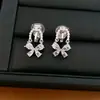 Pinzas para Orejas con Lazo de Circonita y Perla para Mujeres Sin Perforaciones, Pendientes Elegantes Versátiles para el Día a Día, Accesorios para Orejas de Lujo Ligero de Gama Alta al por Mayor
