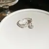 Anillo de Perla Abierta Redonda de Circonita de Moda Europea y Americana, Anillo de Dedo Índice Elegante y Exquisito con un Toque de Lujo Ligero y de Alta Gama