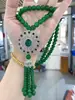 Colar Versátil de Alto Padrão Outono e Inverno Estilo Étnico Corrente Longa para Suéter Pingente de Franja Ruyi Verde Acessórios de Vestuário Joias