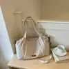 Nova Bolsa de Lona Outono 2026 Estilo Coreano Retrô Cor Sólida Grande Capacidade Bolsa Tote para Trabalho Deslocamento Bolsa de Ombro Casual