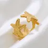Anillo Abierto Retro Europeo de Estrella de Mar Personalidad Textura Tridimensional Estilo Marino Anillo para el Dedo Diseño de Nicho Accesorios Venta al por Mayor
