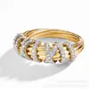 Nuevo Anillo Cerrado para Mujer de Cobre Trenzado con Circonita, Diseño de Múltiples Capas, Diseño de Nicho