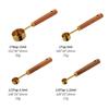 Taza medidora de madera de durazno dorado cuchara medidora juego de 8 piezas cuchara medidora de acero inoxidable 15ml30ml cuchara de café cuchara medidora para hornear cuchara medidora