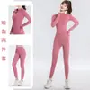Conjunto de Yoga Duas Peças Transfronteiriço Feminino Outono Jaqueta Gola Alta Alta Elasticidade Emagrecimento Levanta Bumbum Pêssego Treino de Corrida Conjunto Fitness
