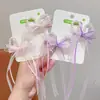 Pinza para el Cabello de Niña con Lazo de Cinta de Orejas de Conejo y Perlas, Accesorio para el Cabello Juguetón y Versátil con Cinta de Gasa