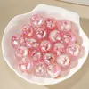 [Fosforescente] Novo Estilo Flor de Dedo Botão de Flor Pó de Glitter Tulipa Iridescente Furo Reto Contas Redondas Resina DIY Contas Artesanais