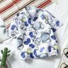 Coreia do Sul Vintage Folhas Abacaxi Floral Casal Camisa de manga curta Verão All-match Unisex Praia Seaside Camisa